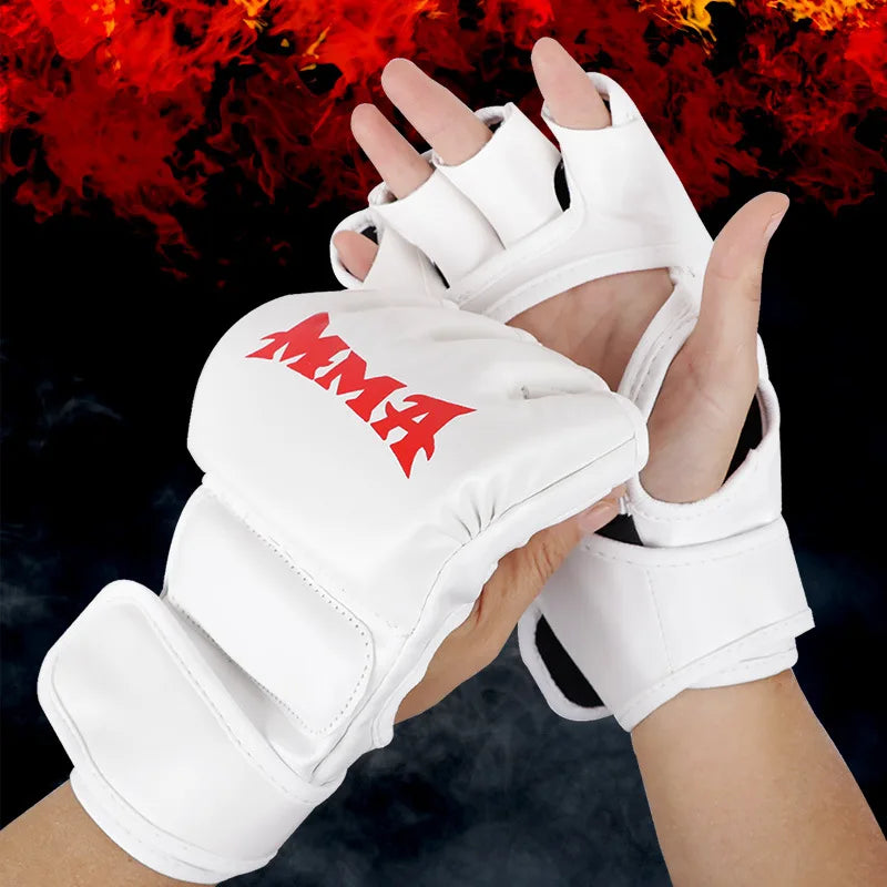 PU Boxing Training Gloves – Unisex Taekwondo Hand Gear Boxing Training Gloves Peaceful Pleasures Health and Wellness White