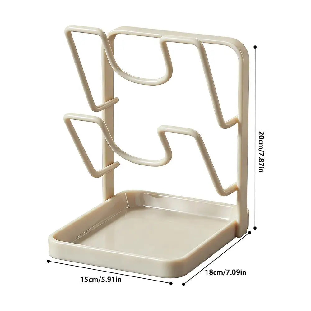 Pot Lid Holder with Removable Drip Tray | Kitchen Storage Rack Pot Lid Storage Rack Peaceful Pleasures Health and Wellness White China Mainland