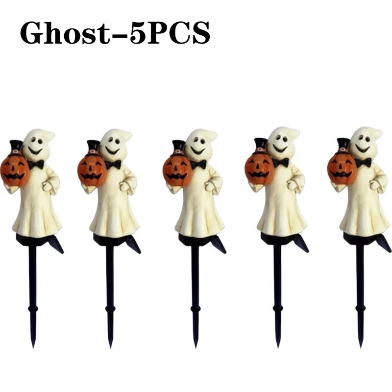 Solar Halloween Pumpkin Garden Stake Lights | Resin Yard Decor