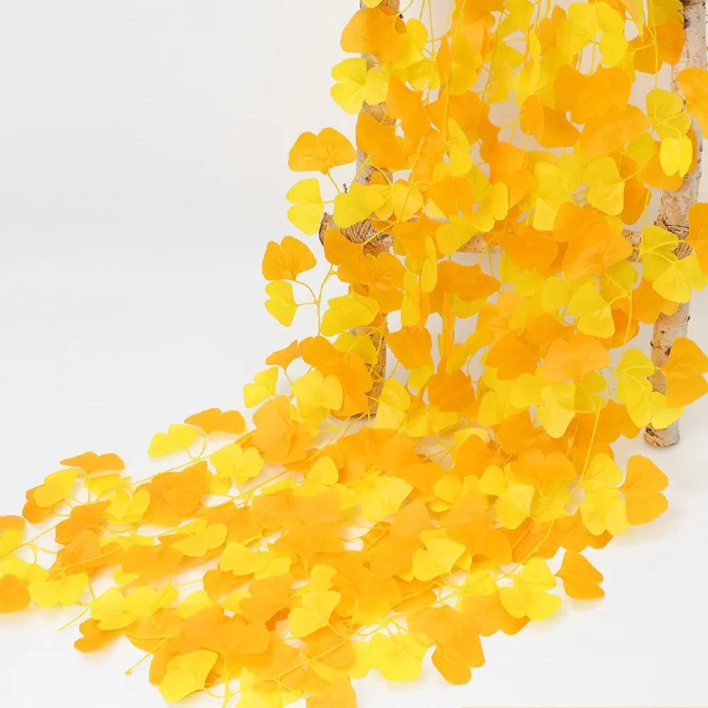 Artificial Ginkgo Leaves Vine – Faux Plant Table Centerpiece