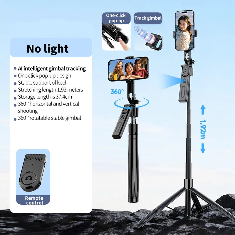 AI Smart Gimbal Tripod Selfie Stick – 360° Face Tracking