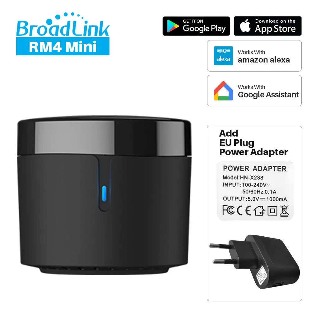 Broadlink Rm4 Mini Smart Remote Control Infrared Universal IR Audio Video Smart Home work with Google Home Alexa Peaceful Pleasures Health and Wellness rm4 mini eu