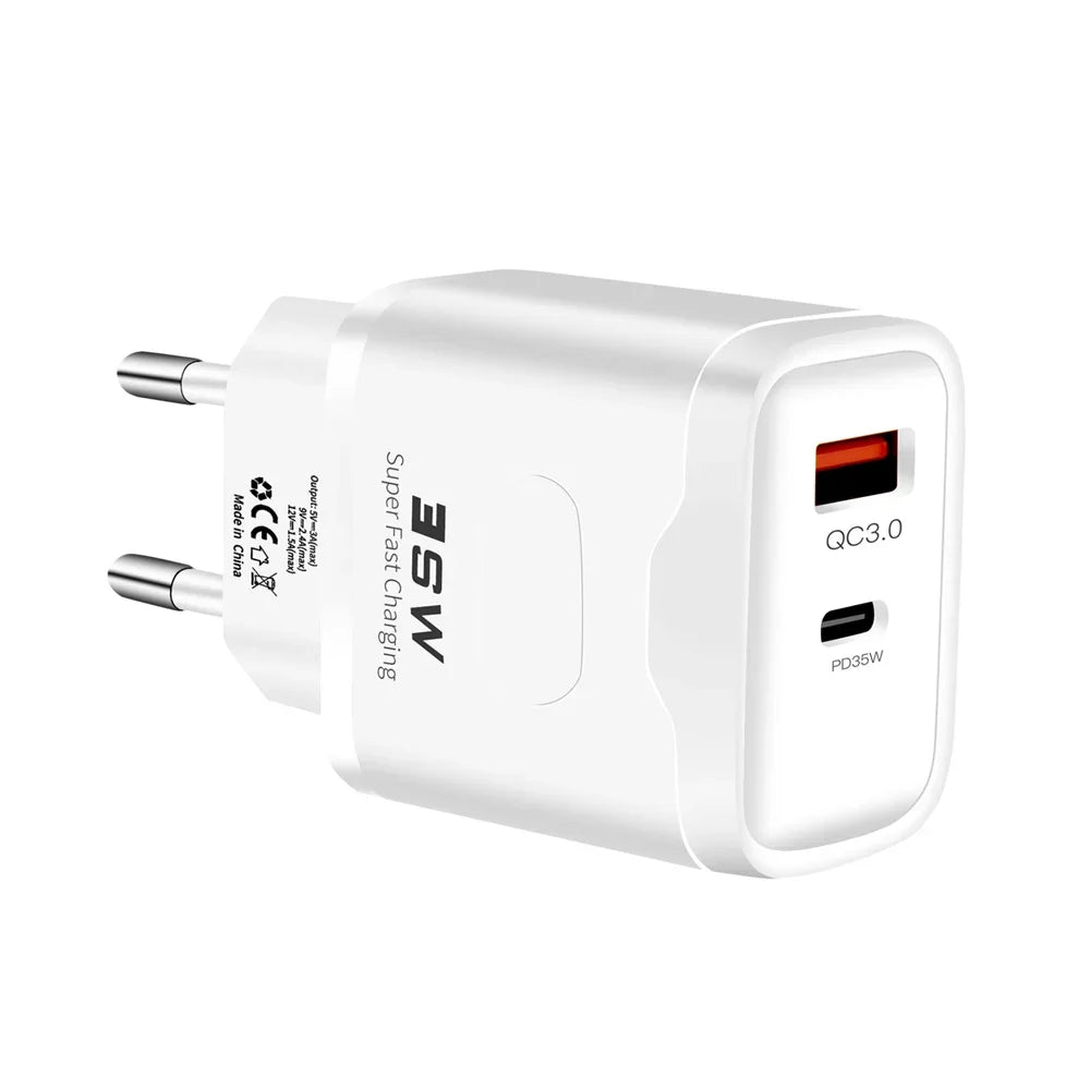 35W Dual Port USB-C PD Wall Charger | iPhone & Android