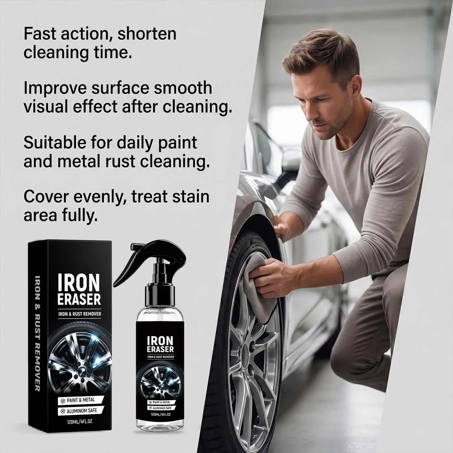 120ml Iron Remover Spray for Car Wheels, Rims & Brake Discs