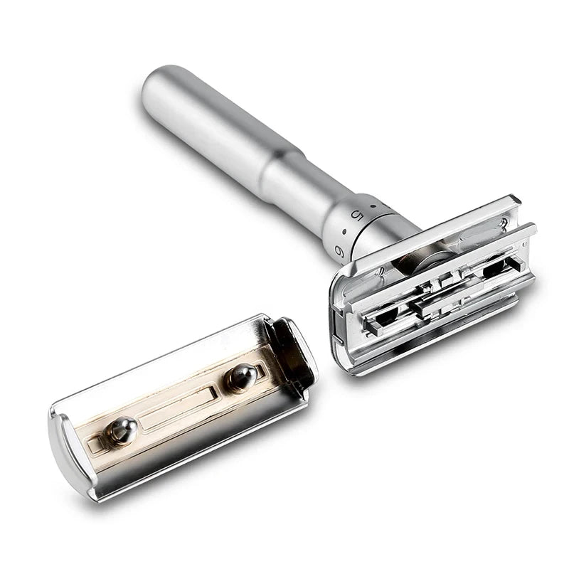 Adjustable Safety Razor 1–6 Settings | Double Edge + 5 Blades