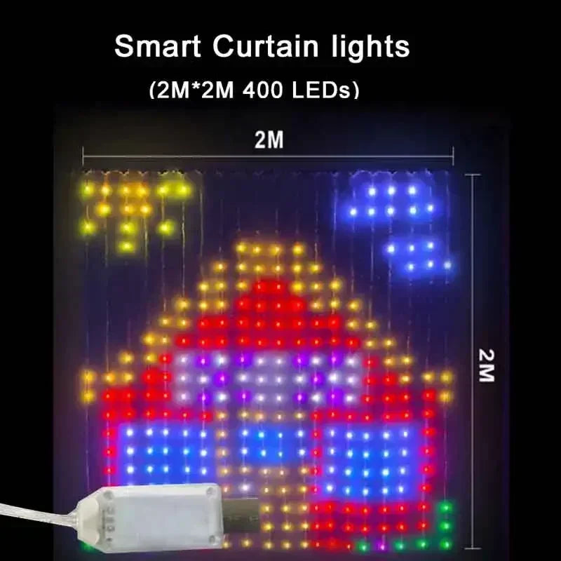 RGB Smart Curtain Fairy Lights | 400 LEDs, App Control, IP65