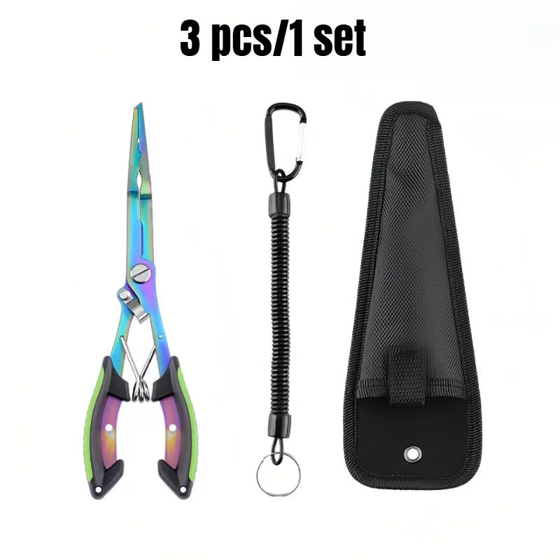 1pc Multi-functional Fishing Pliers Stainless Steel Line Cutter, Portable Split Ring Opener, Fishing Tool Fishing Pliers Fishing Peaceful Pleasures Health and Wellness green 3pcs 1set