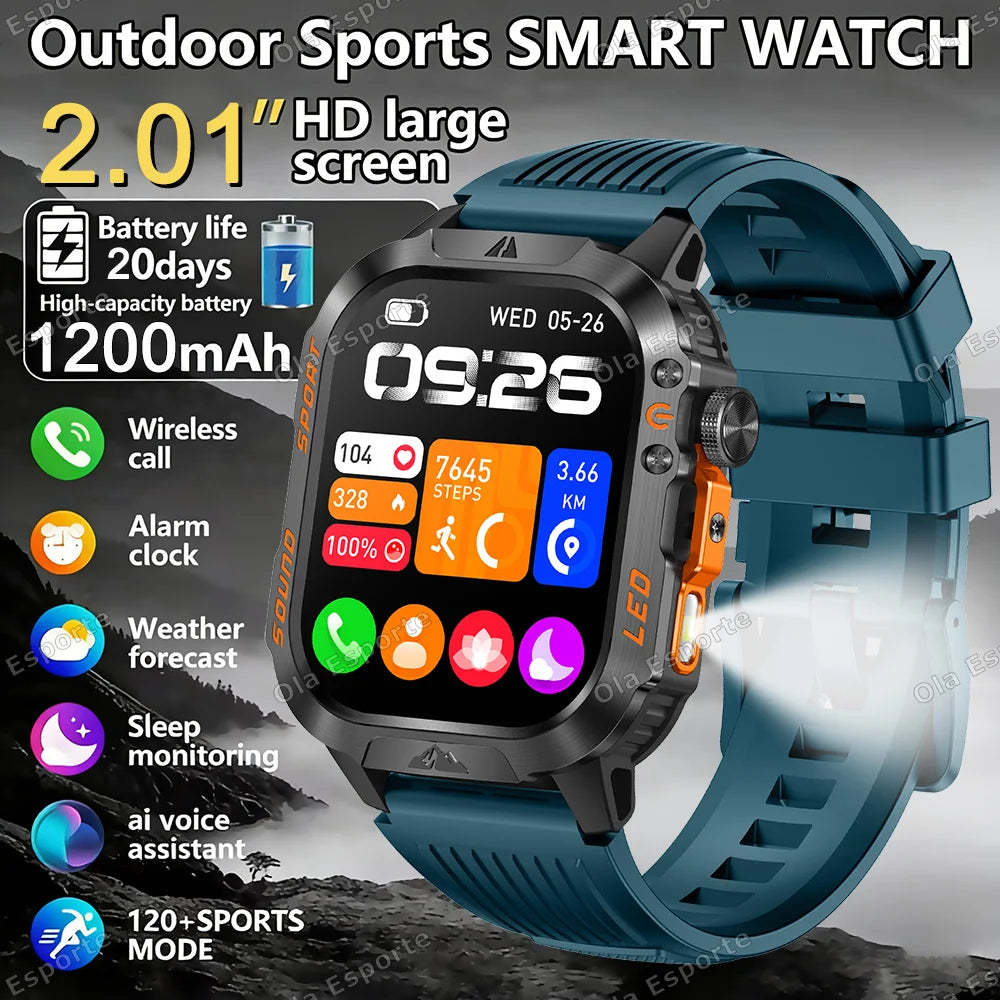 Ola Esporte Military Smartwatch | 1200mAh, Flashlight, IP68