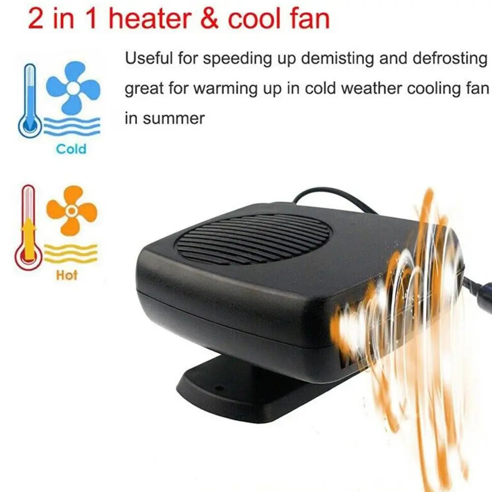 2-in-1 Car Heater & Fan 12V/24V | Defroster & Demister