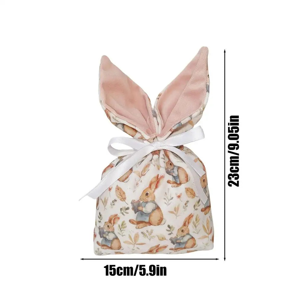 Easter Rabbit Ear Candy Bags – 10Pcs Drawstring Party Favor Pouches