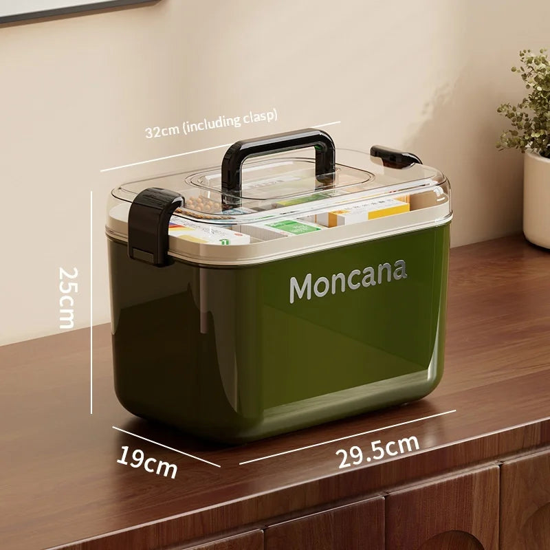 Ultra Large Capacity Portable Plastic Medicine Organizer Box First Aid Storage Case with Dividers for Home and Travel Peaceful Pleasures Health and Wellness Green