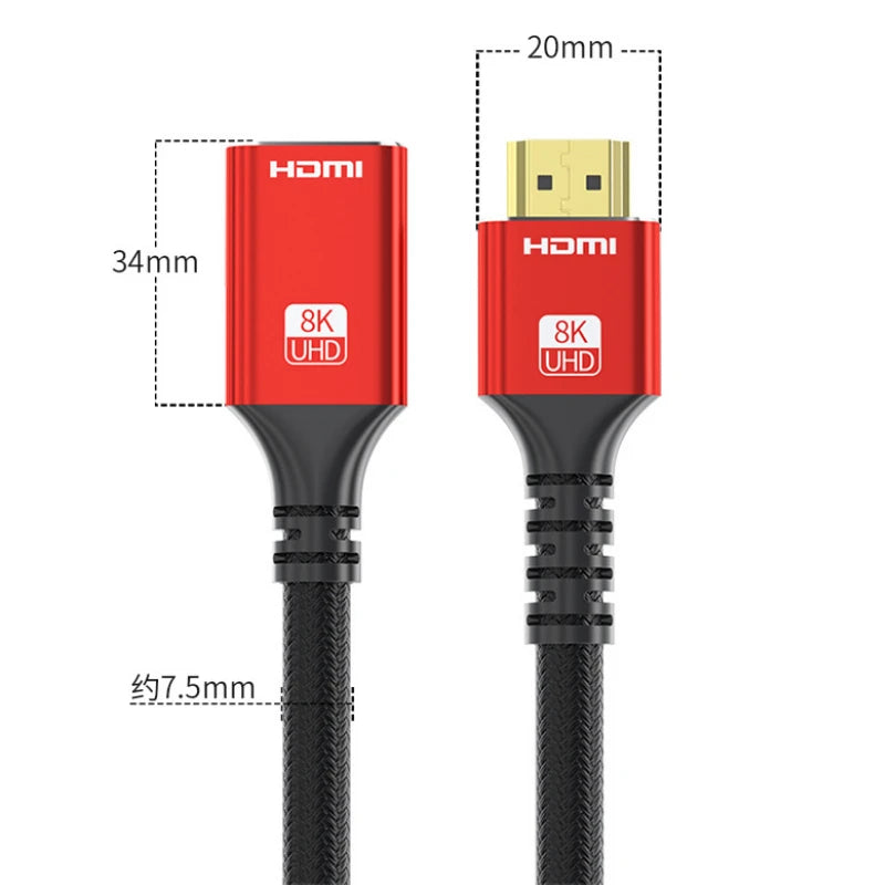 48Gbps HDMI-compatible Cable 8K 60Hz Male to Female HDR HDMI-compatible 2.1 Cable 4K 120Hz HDR 3D Effect Video Cable for PC Peaceful Pleasures Health and Wellness