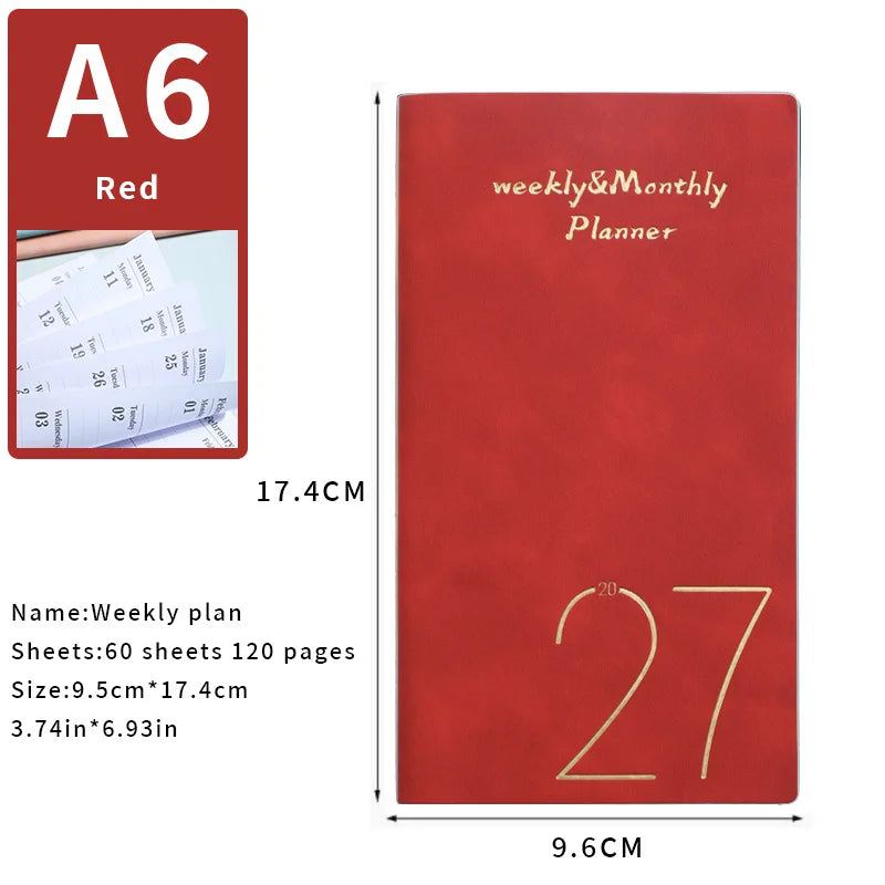 2027 Weekly Monthly Planner 4-Color Notebook A5 Lined Journal Office