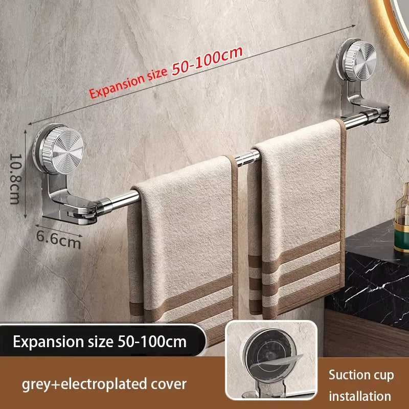 Suction Cup Telescopic Towel Bar & Corner Rack – No Drill