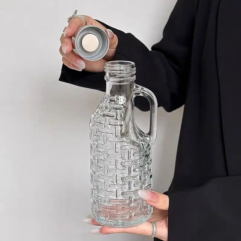 Creative Handle Glass Sealed Bottle Dispenser Wine Jug Kitchen Oil Vinegar Cruet Kitchen Gadgets Kitchen Tools Peaceful Pleasures Health and Wellness