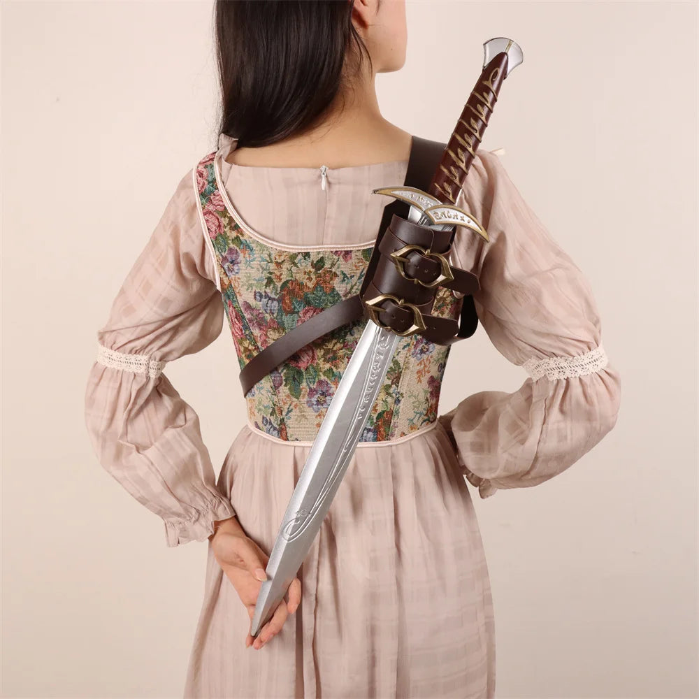 Medieval Sword Shoulder Double Back Scabbard Sheath Frog Holder PU