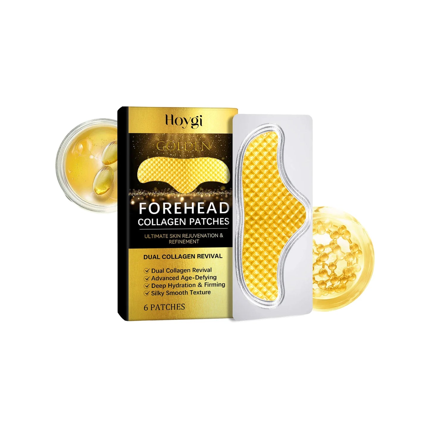 Collagen Forehead Wrinkle Patches Firming Lifting Anti-Wrinkle Fade and Smooth Fine Lines Reduce Dryness Tightening Skin Care Peaceful Pleasures Health and Wellness 6pcs boxed