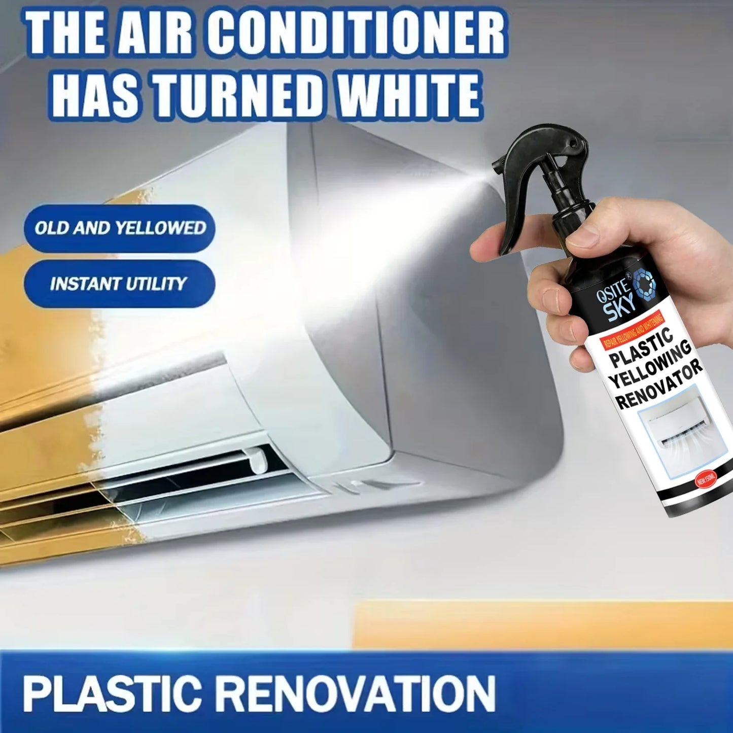 Plastic Yellowing Remover Spray – Headlights, AC & Surfaces