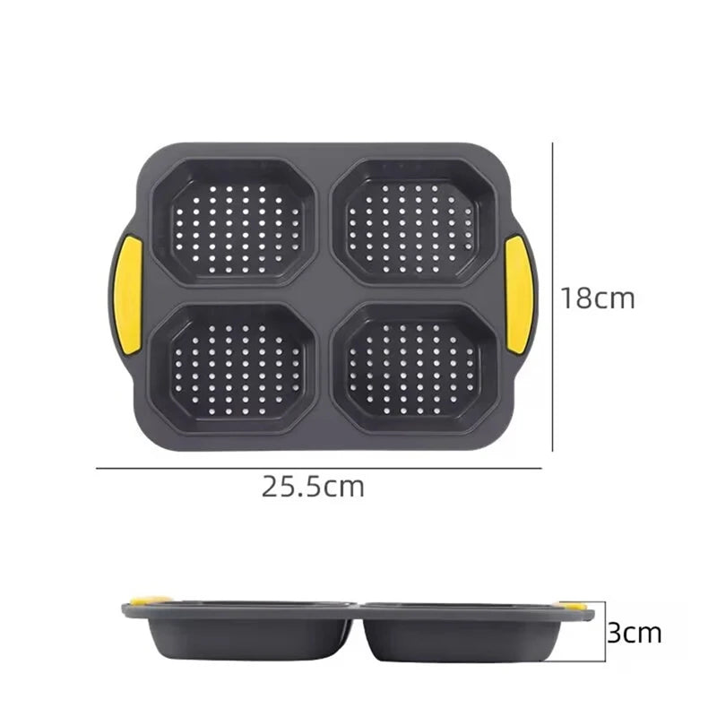 New Baking Mould Restaurant Hamburger Bun Silicone Mold Foldable Reusable Bread Pan Heat Resistance DIY Kitchen Tool Accessories Peaceful Pleasures Health and Wellness