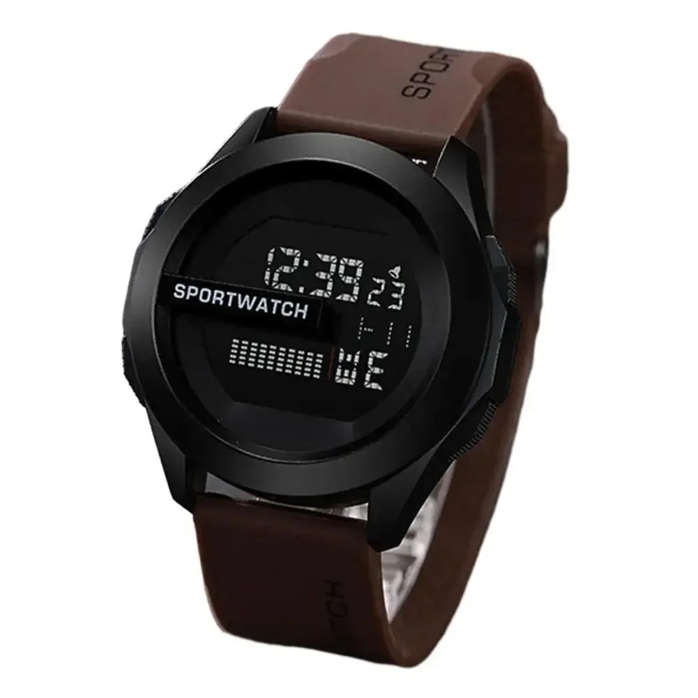 Men's Sports Watches Alarm Clock Multifunction Men LED Digital Watch Waterproof Fitness Sport Electronic Watch for Male Clock Peaceful Pleasures Health and Wellness Brown