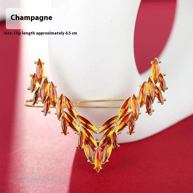 Korean V-Shape Crystal Hair Clip – Luxury Rhinestone Hairpin