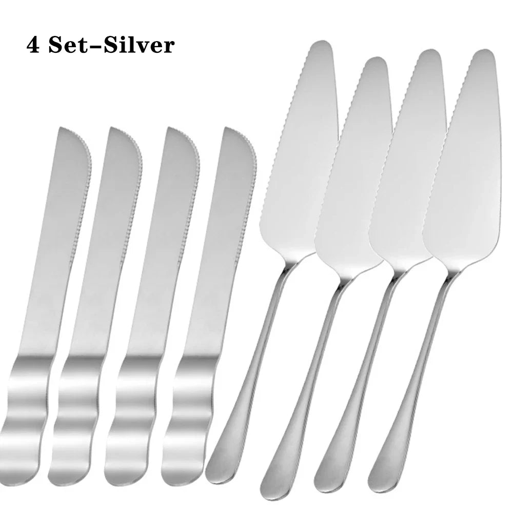 8-Pc Rose Gold Stainless Steel Wedding Cake Knife Set