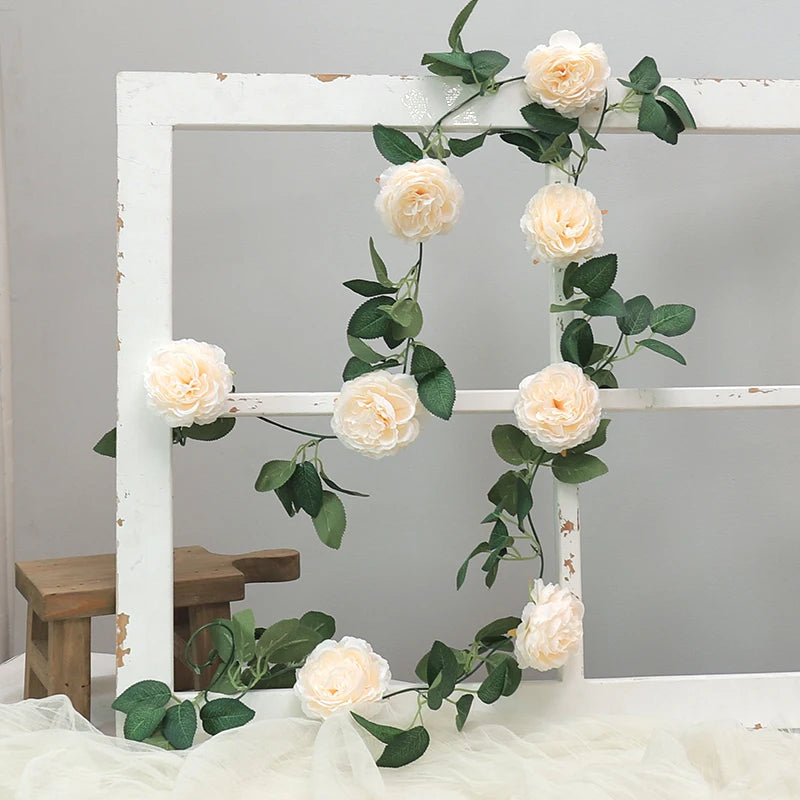 Pink Silk Peony Artificial Flower Vine Garland – Wedding Decor
