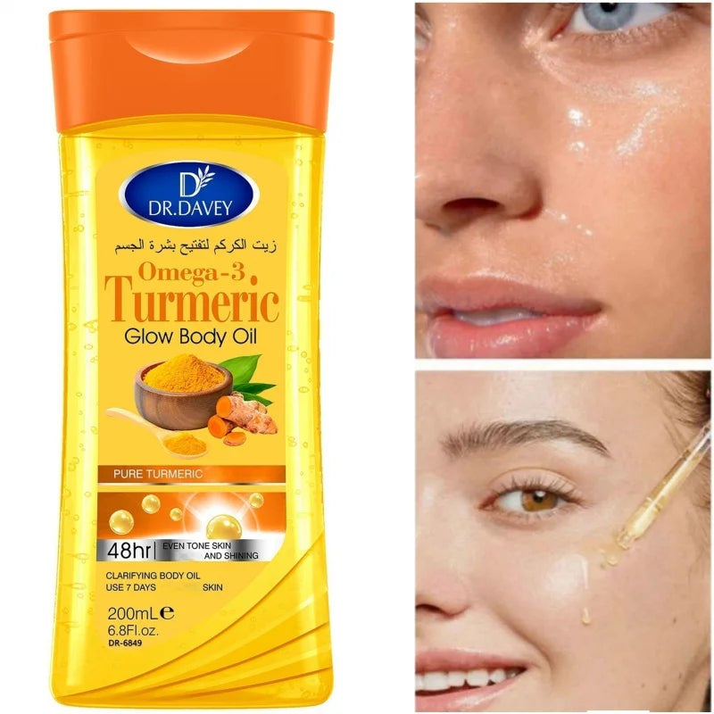 2pcs 200ml Turmeric Omega-3 Glow Body Oil Body Skin Care Oil Moisturizing and Hydrating Care Suitable for All Seasons Body Face Peaceful Pleasures Health and Wellness
