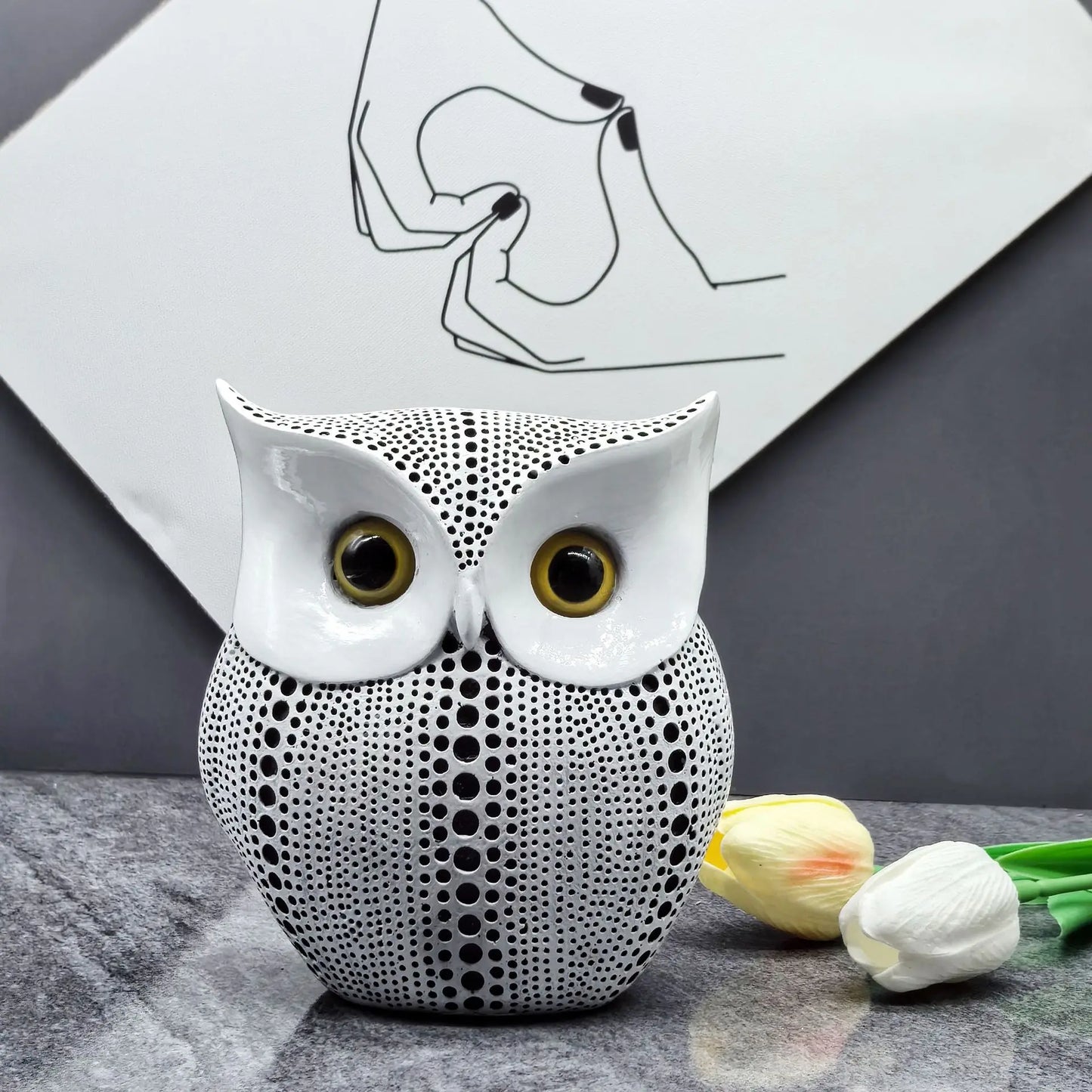 Resin Owl Statue – Black Owl Sculpture for Home & Office Decor
