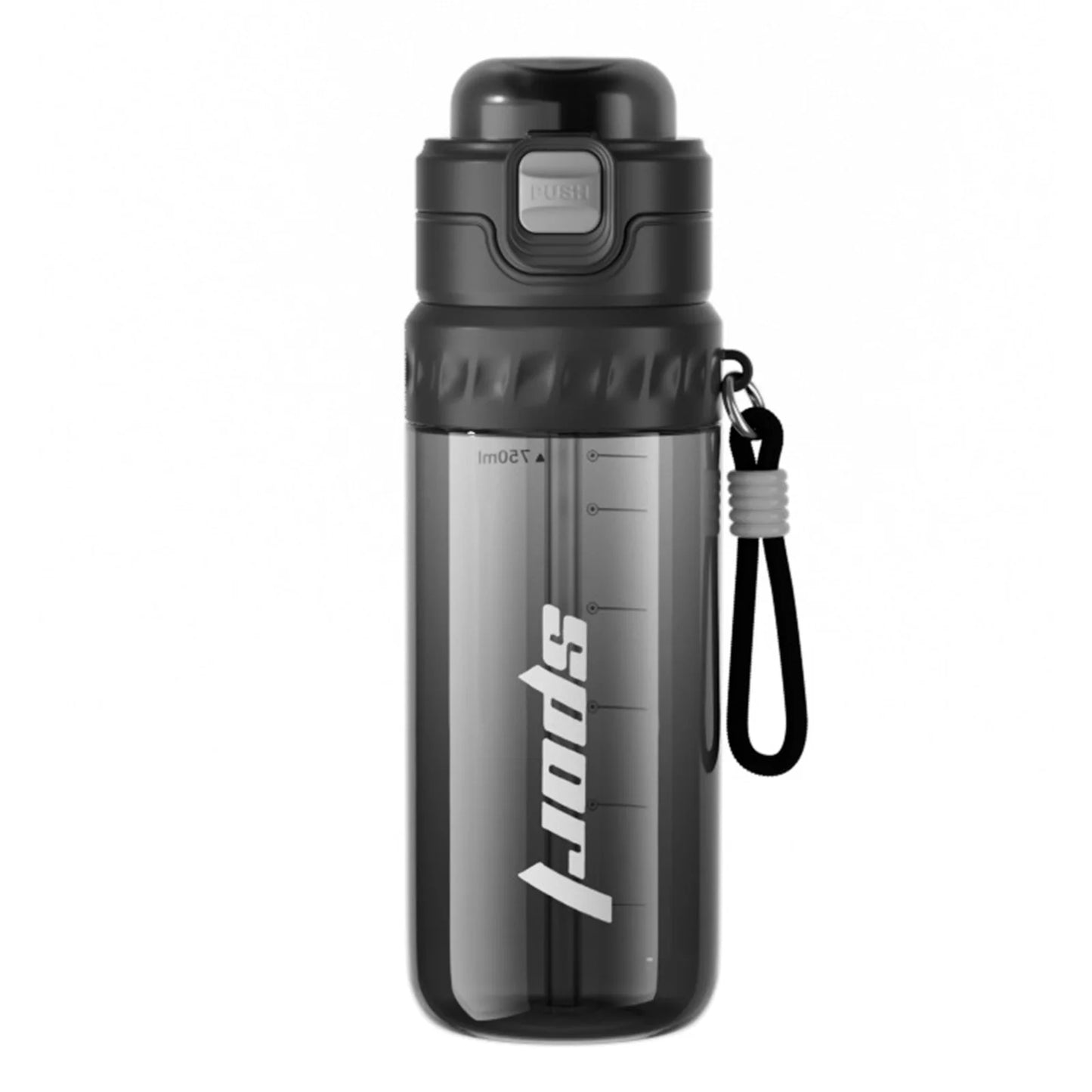 750ML Dual-Drinking Spray Bottle with Straw Large Capacity Sports Water Bottle for Mountaineering Gym Cycling Sports Activities Peaceful Pleasures Health and Wellness Black