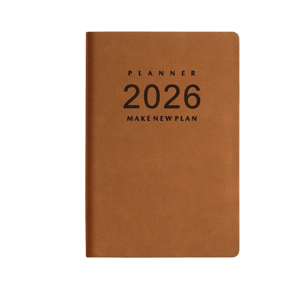 Wear-resistant 2026 Schedule Planner Task Priority Thick Paper A5 Daily Planner Notebook Efficient Time Organizer Peaceful Pleasures Health and Wellness Brown