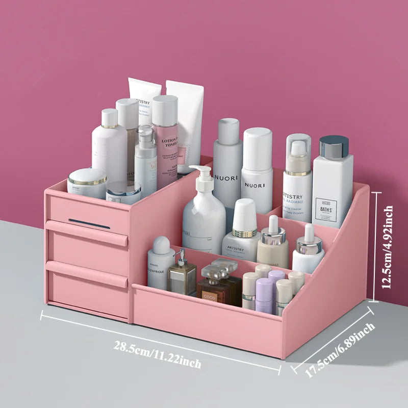 3 Layers Desktop Sundries Cosmetic Box Lipstick skincare products Storage Box Dresser Drawer Type Plastic Jewelry Storage Rack Peaceful Pleasures Health and Wellness Nordic Pink