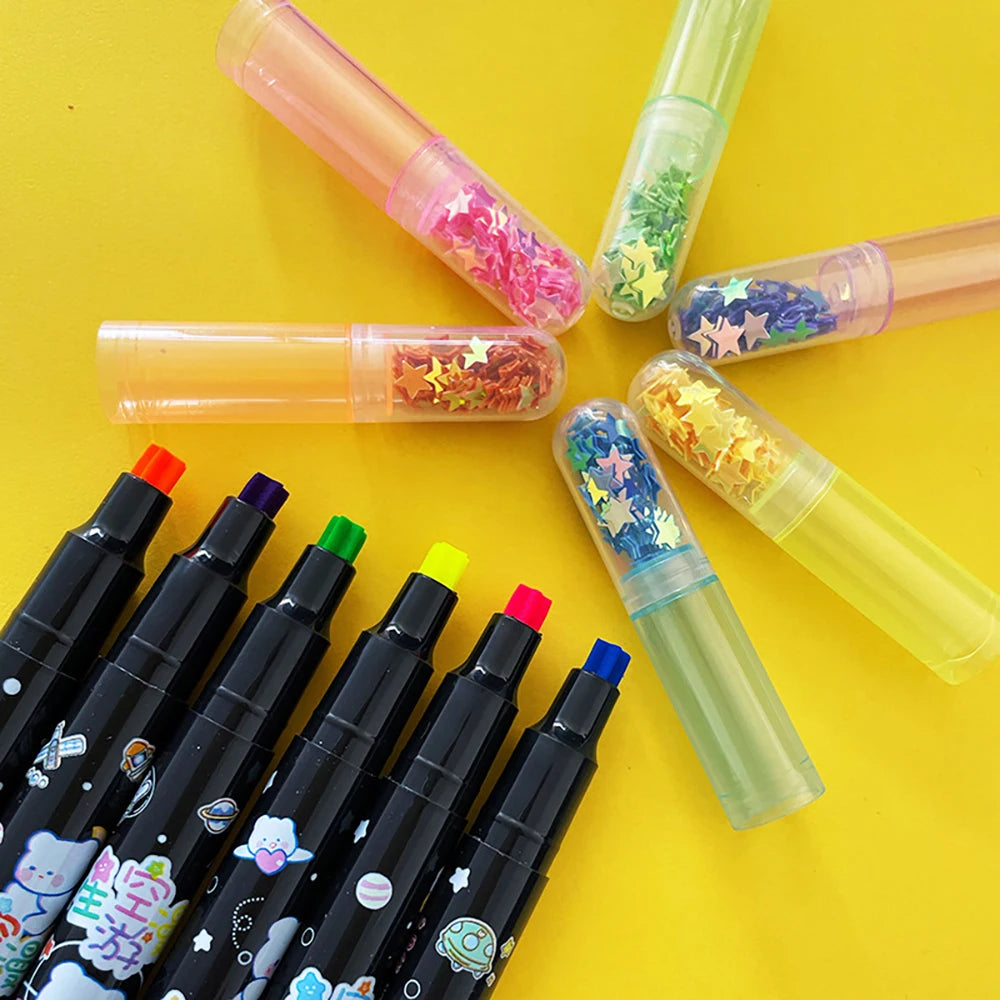 Cute Star Stamp Highlighter Art Marker DIY Hand Account Pen Office