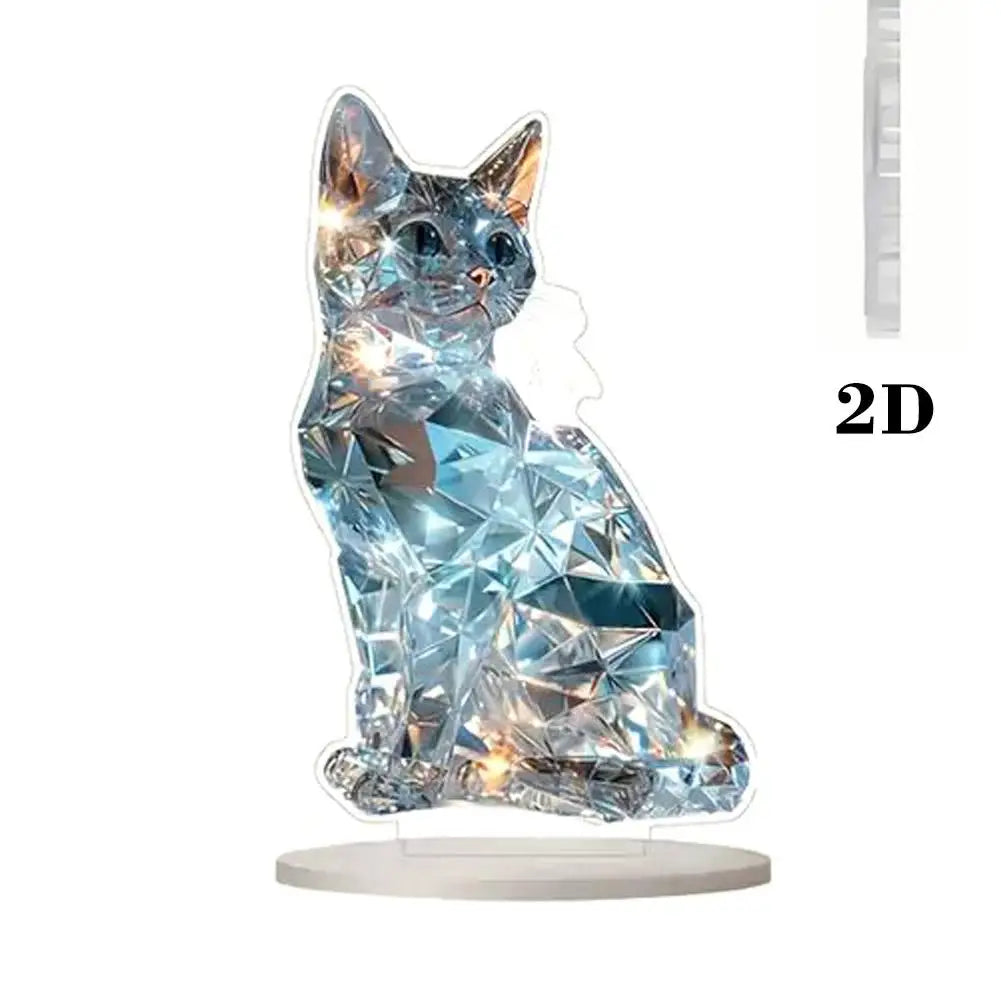 2D Acrylic Cat Statue – Colorful Miniature Desktop Decoration