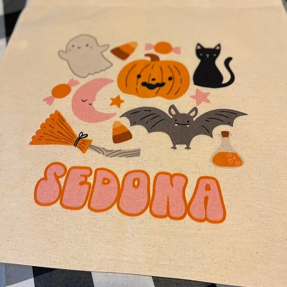 Personalized Halloween Trick or Treat Tote Bags – Set of 3 Personalized Tote Bag Peaceful Pleasures Health and Wellness