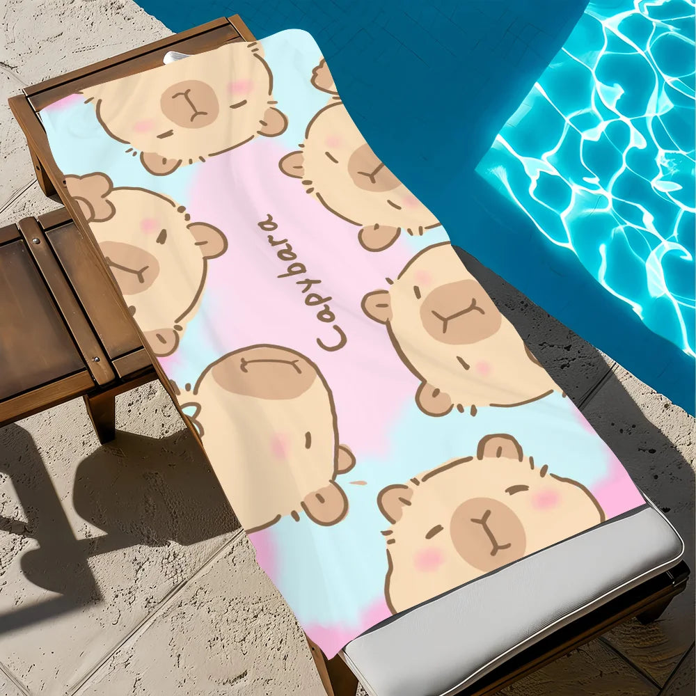 Carpincho Cartoon Quick-Dry Beach Towel | Soft, Lightweight Quick-Dry Beach Towel Peaceful Pleasures Health and Wellness z1 STJ70x140CM