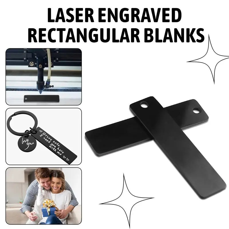 A36T-24X Engravable Metal Keychain Blanks For Laser-Engraving, 2Inch X 1/2Inch Stainless Steel Rectangle Stamping Blanks Peaceful Pleasures Health and Wellness