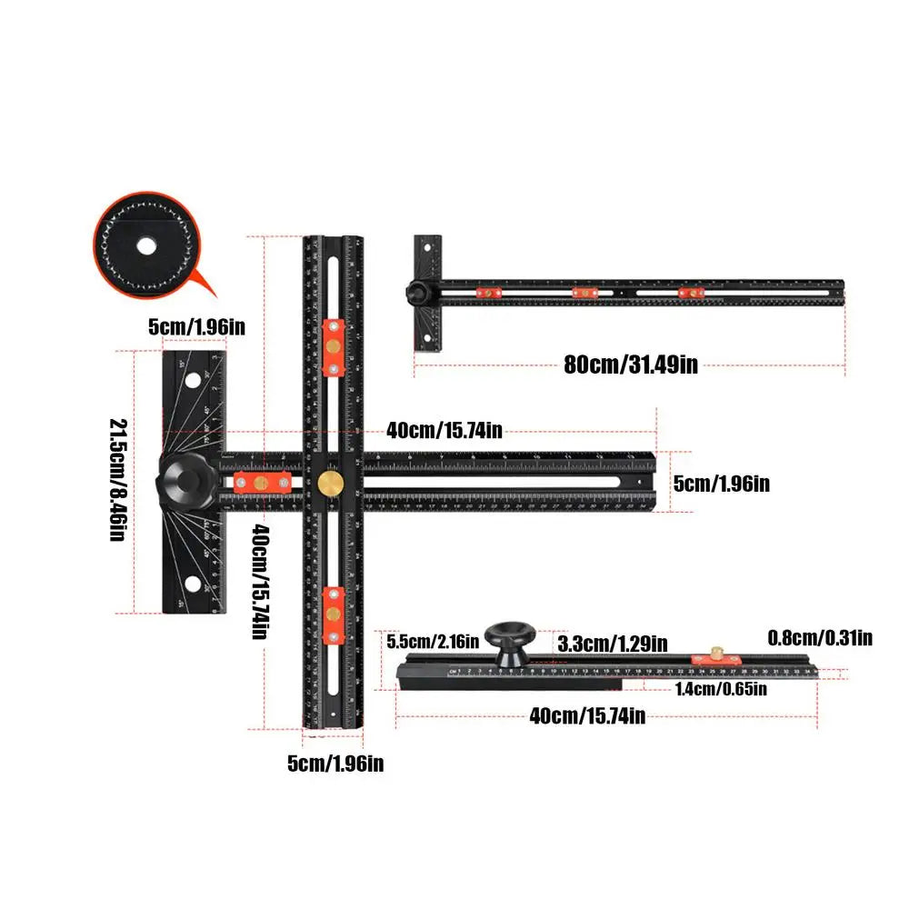 T-Shape Cabinet Hardware Jig | Aluminum Drill Positioning Template Drilling Positioning Jig Peaceful Pleasures Health and Wellness China Mainland 800mm
