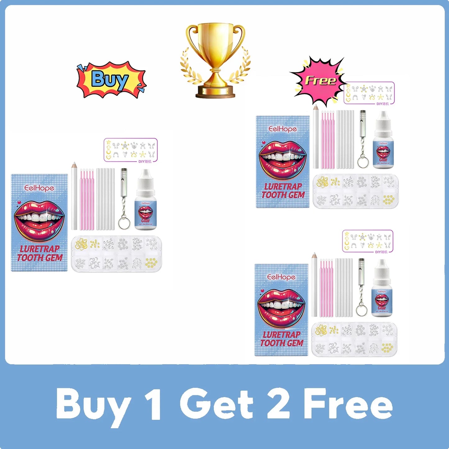 DIY Tooth Gems Kit – 120 Crystal Teeth Jewels + UV Glue