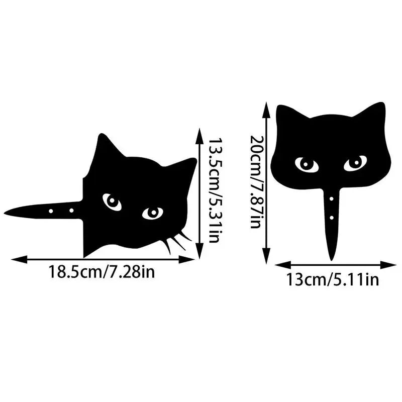 Metal Cat Yard Stakes | Decorative Hollow Kitten Garden Statues