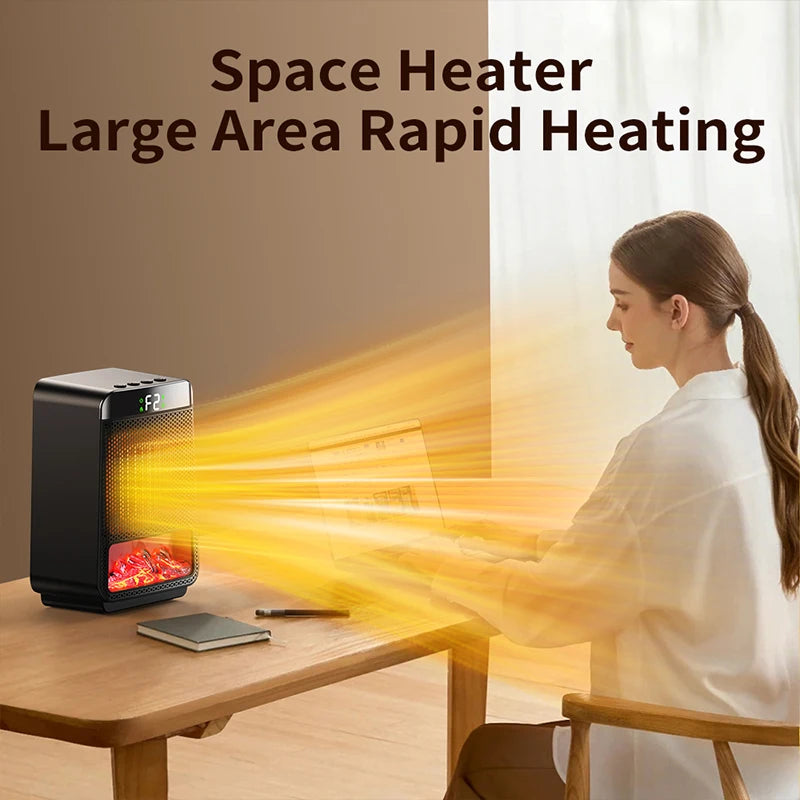 3D Dynamic Flame PTC Electric Fan Heater 4 Gears Desktop Hot Air Blower Heating For Home Living Room Peaceful Pleasures Health and Wellness