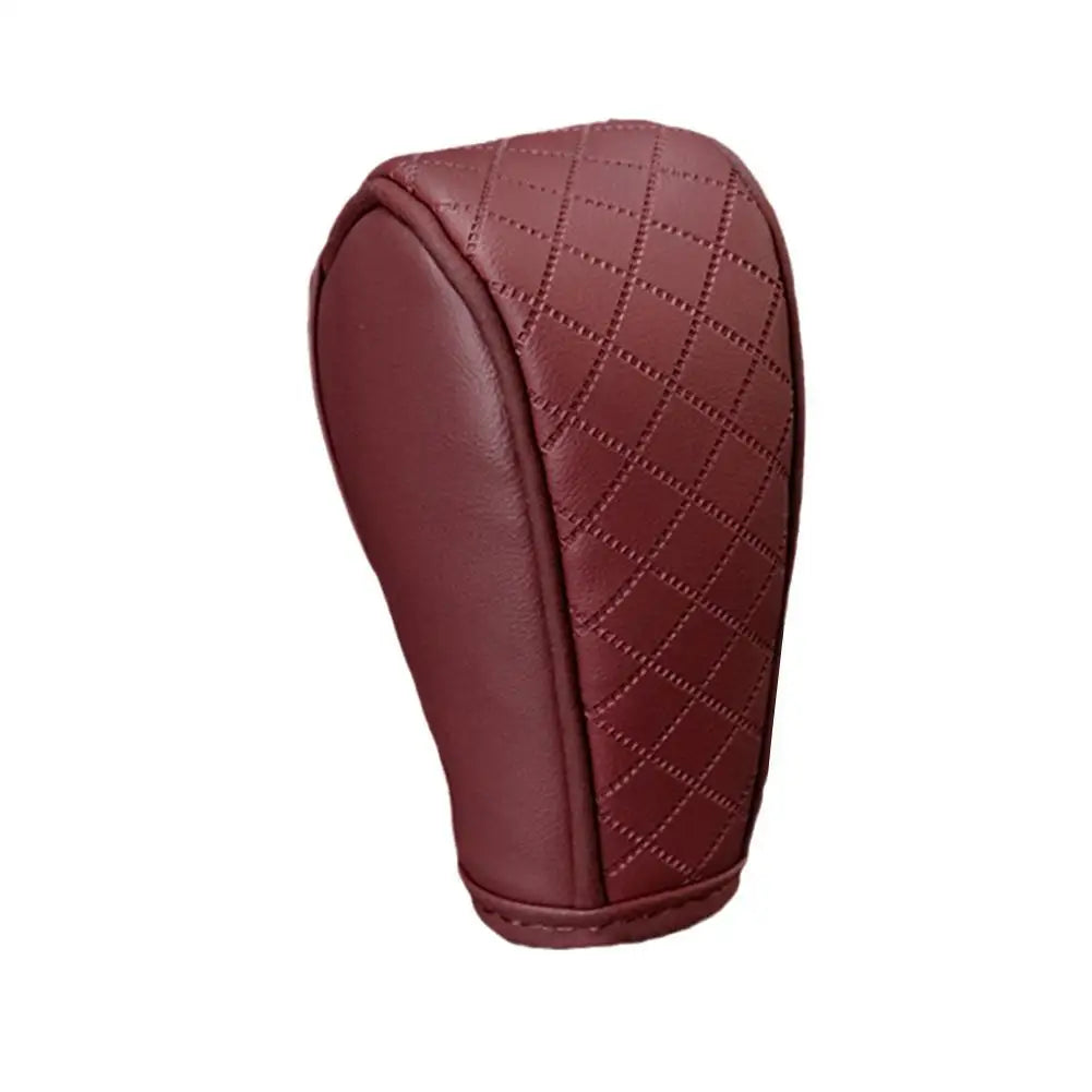Car Gear Shift Cover Universal Bovine Leather Breathable Carbon Fiber Pattern Auto Gear Knob Cover Car Interior Accessory Peaceful Pleasures Health and Wellness B