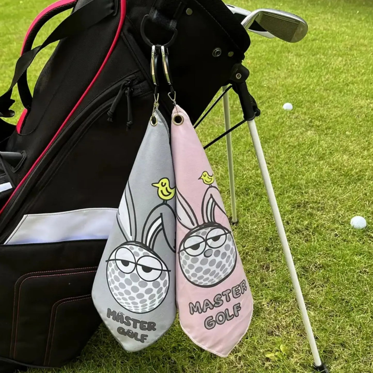Double-Sided Golf Towels with Telescopic Hook – Set of 2