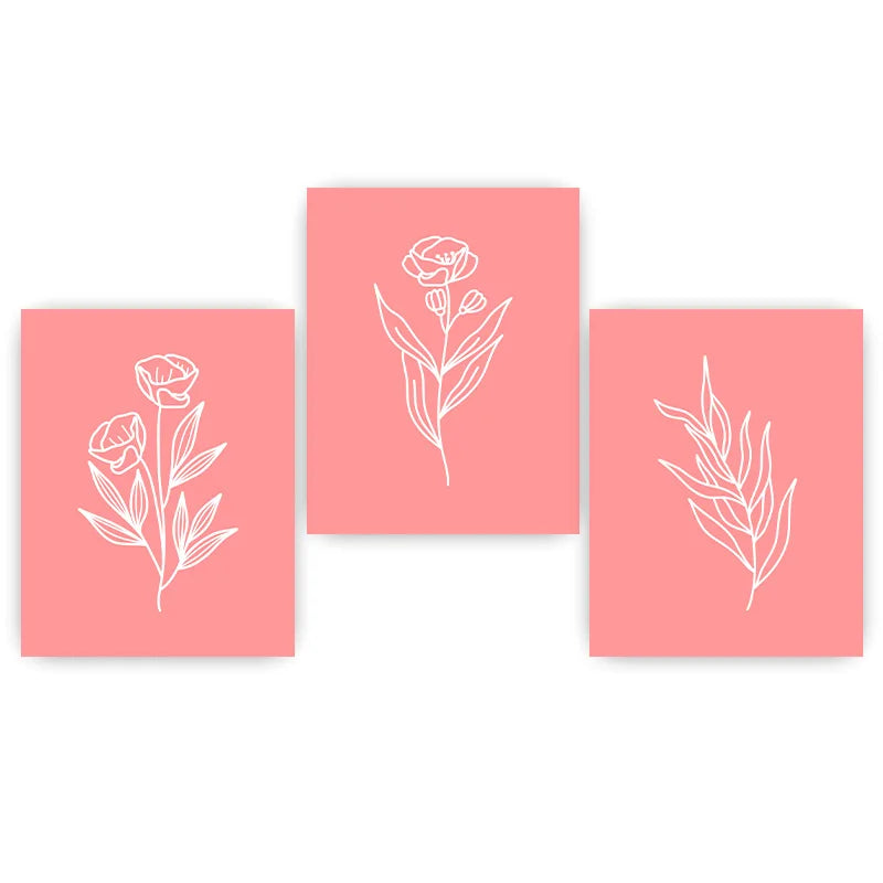 Nordic Pink Floral Line Art Canvas Print | Minimalist Wall Decor Canvas Wall Print Peaceful Pleasures Health and Wellness 01 40x50cm No Frame China Mainland