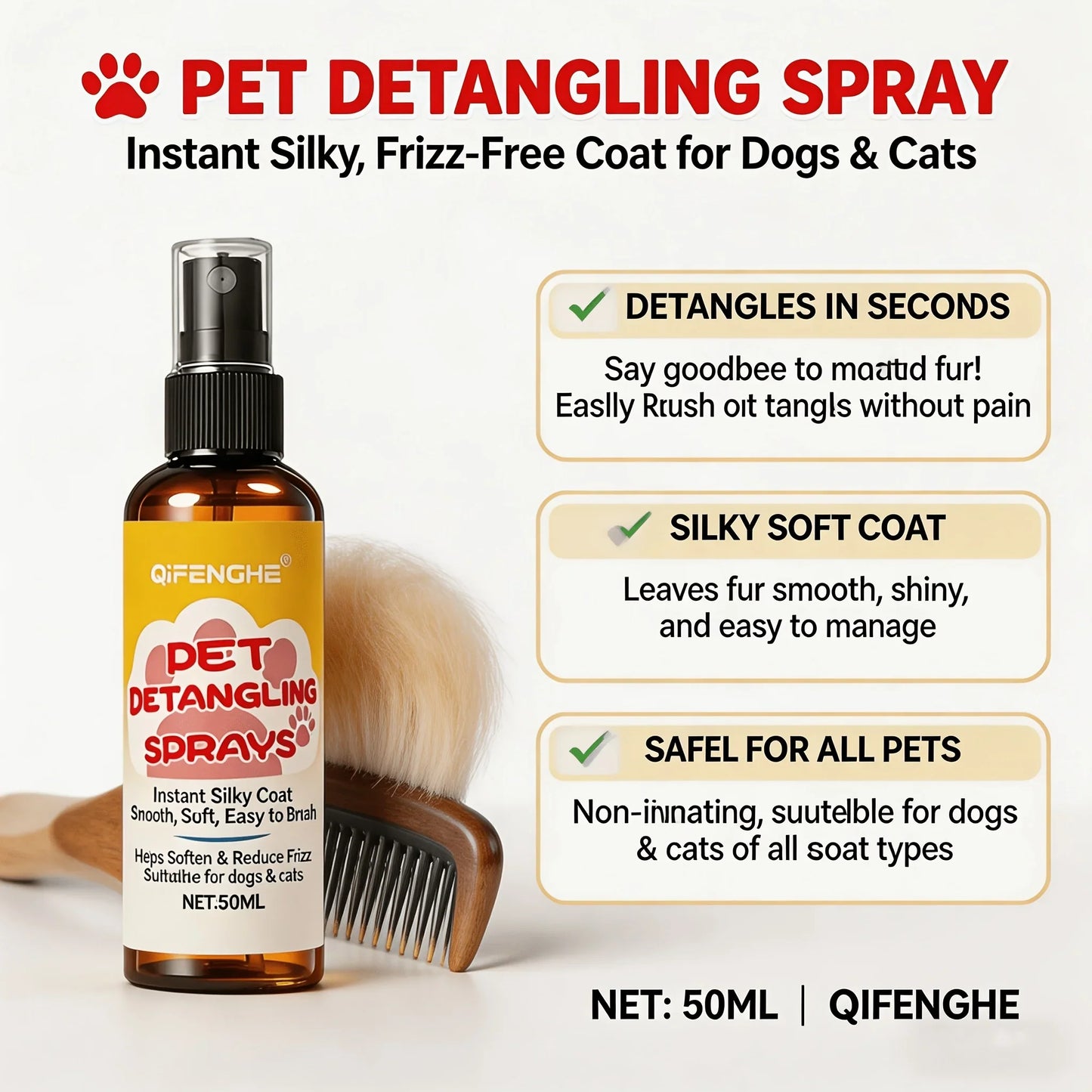 Pet Detangling Spray & Fur Conditioner – Knot Remover
