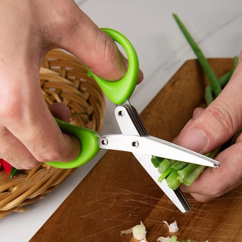 5-Layer Scallion Scissors | Stainless Steel Herb Kitchen Shears