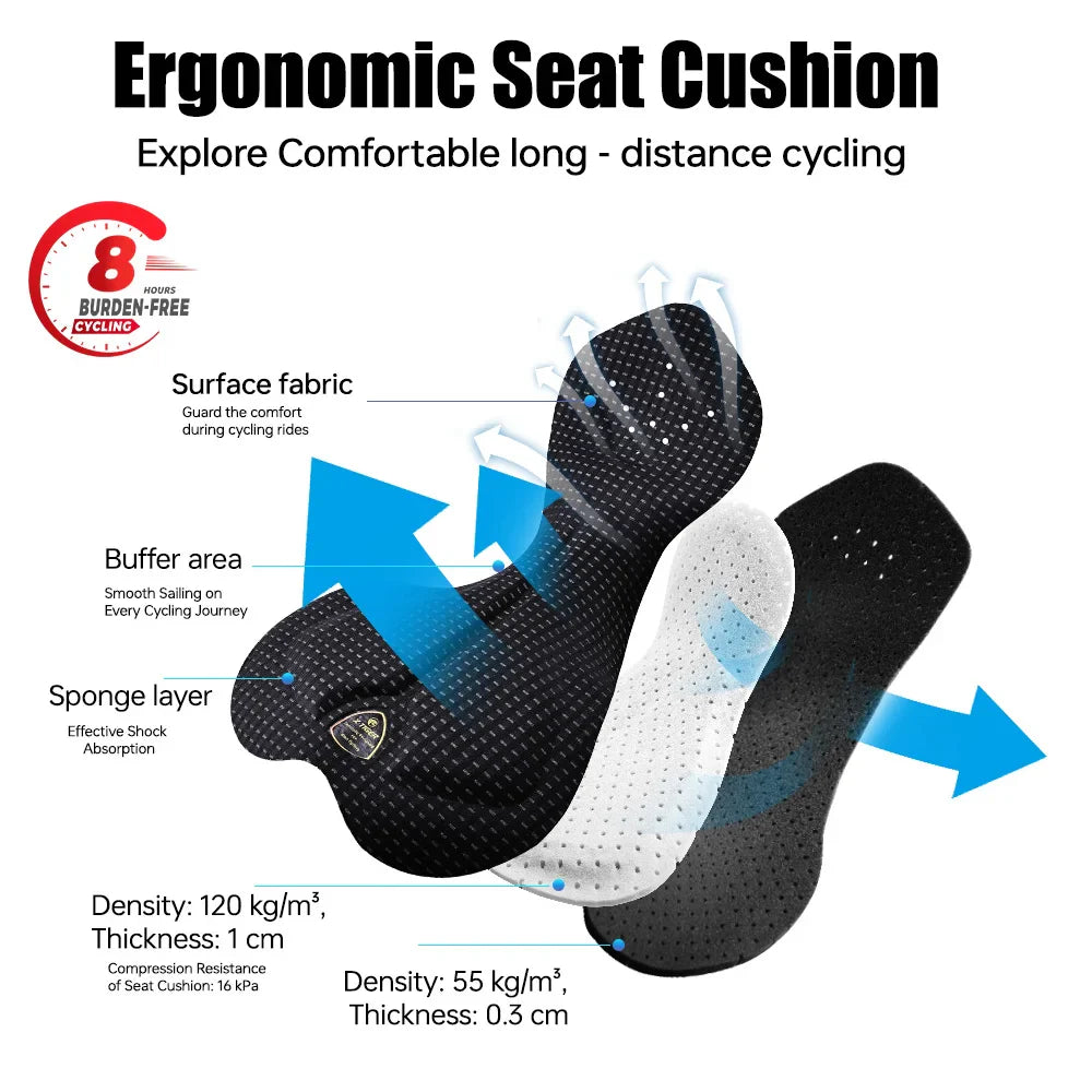 X-TIGER Men's Cycling Bib Shorts | 120-Density Cushion MTB Road