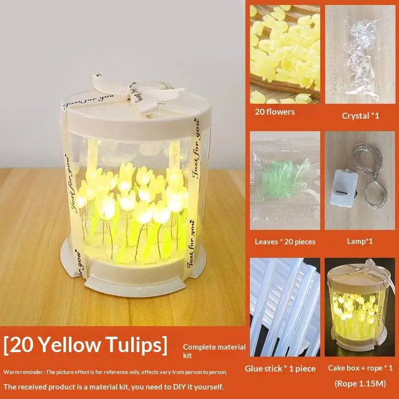 DIY Tulip Night Light Lamp – Handmade Craft Flower Decor Gift DIY Craft Night Light Peaceful Pleasures Health and Wellness Yellow