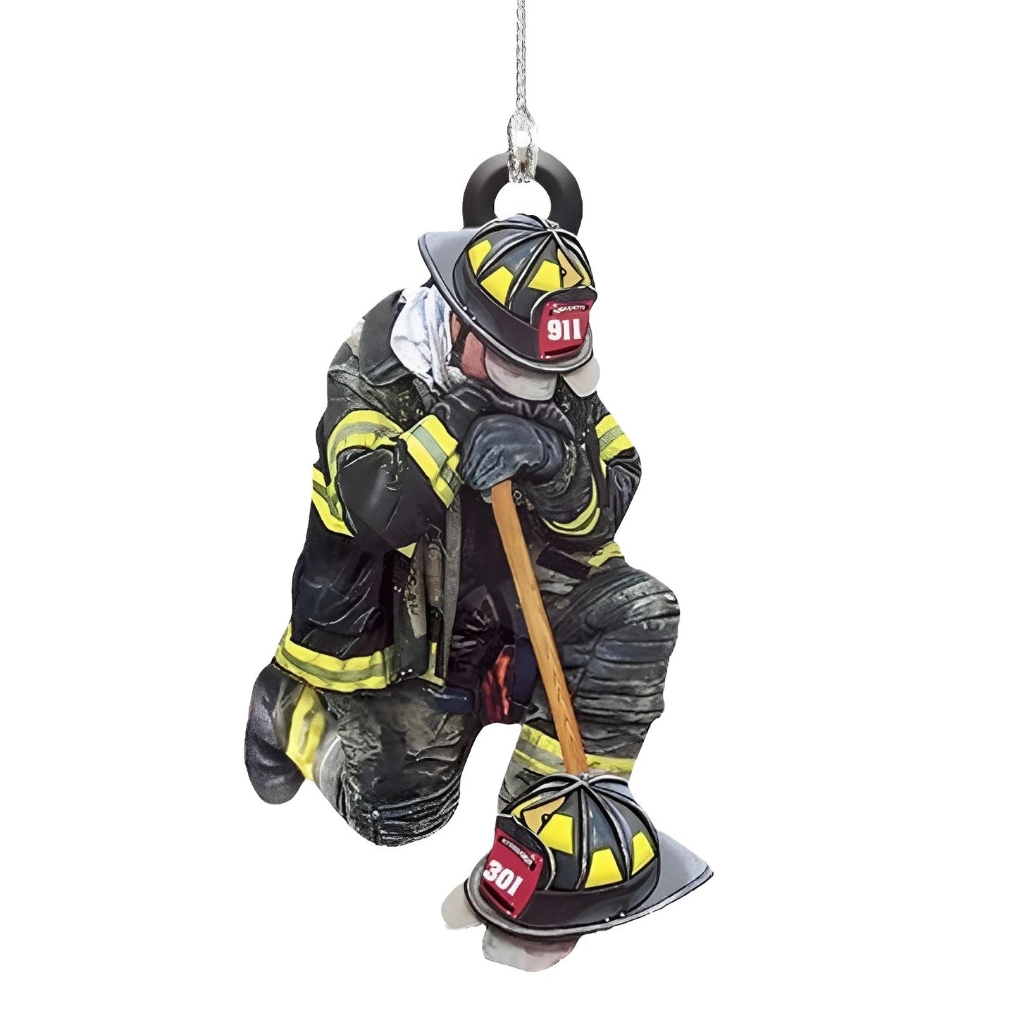 Firefighter Theme Pendant with Lanyard Adding Christmas Ambience Hangings for Table Bookshelf Fireplace Decor Peaceful Pleasures Health and Wellness A