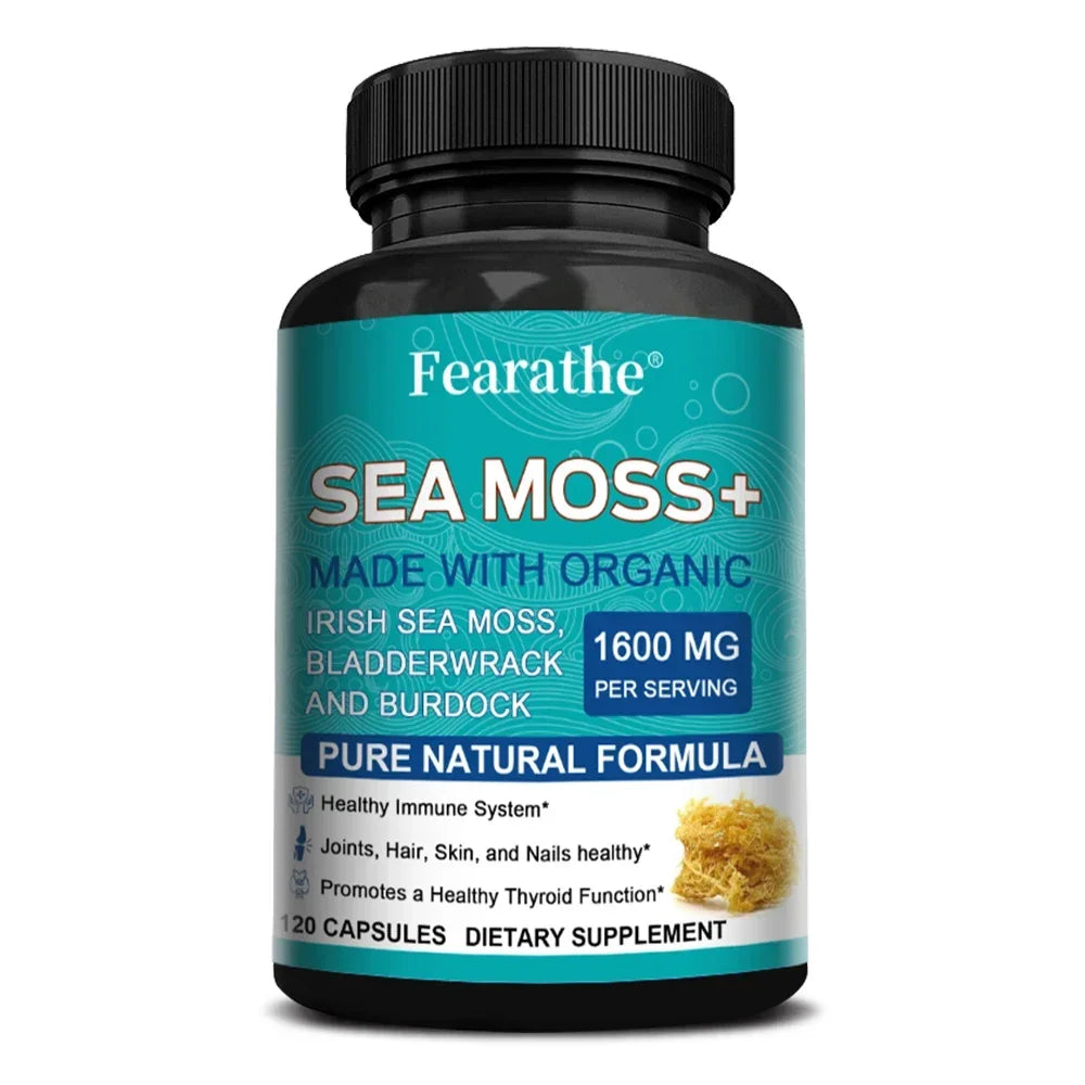 Organic Sea Moss Capsule for Intestinal Health & Immune Support Skin, Joint Health Support, Intestinal Cleansing - 120 Capsules Peaceful Pleasures Health and Wellness 120 count-1 bottle